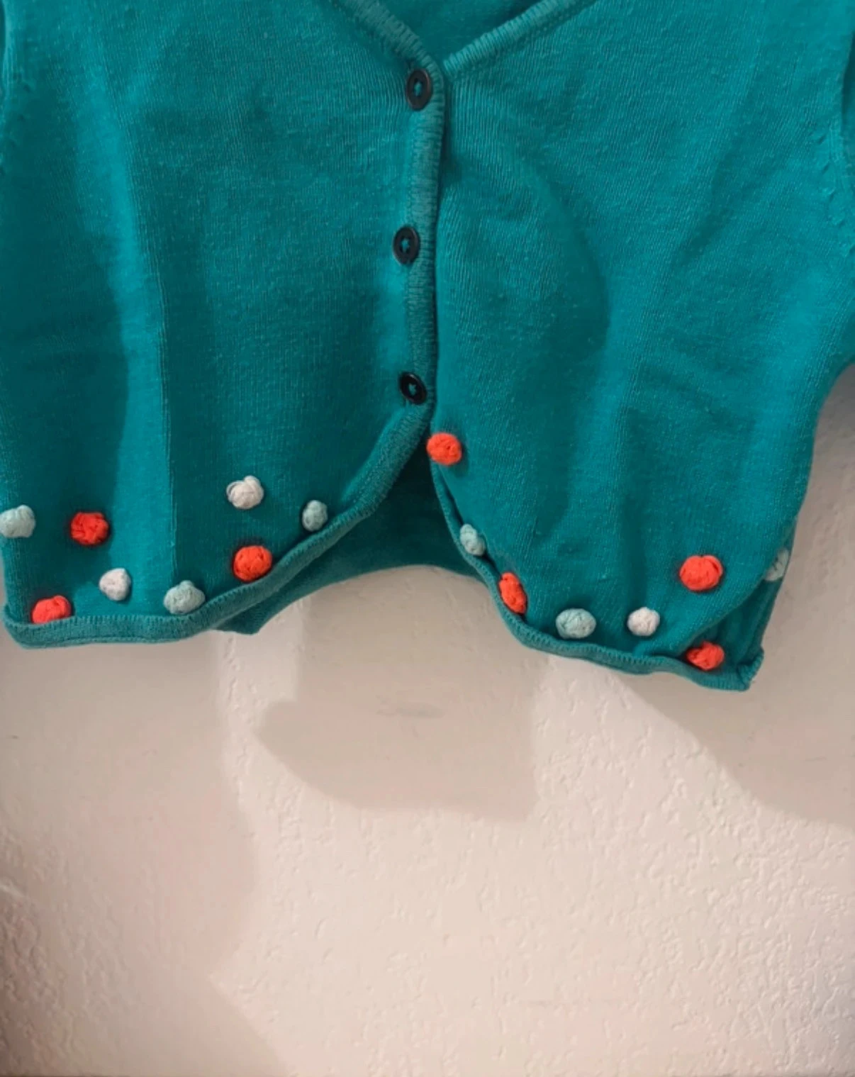Bolero corto para bebé niña azul pato Grain de Blé con pompones - talla 24 meses (86 cm) – photo 3